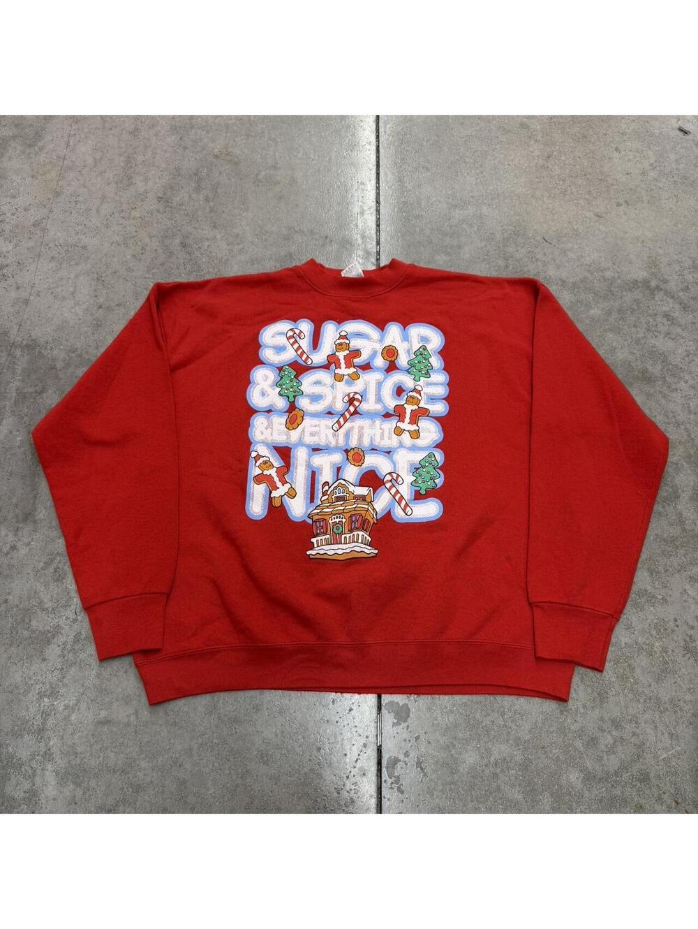 vintage sugar spice and everything nice christmas ginger bread red crewneck